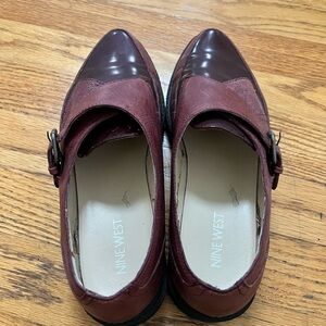 Nine West Women's Dark Red Loafers with Buckle